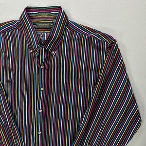 Flying Scotsman Collection XXL Rainbow Stripe Button Down Shirt USA‎ Made Cotton